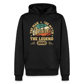 June 2000 The Man, The Myte, The legend, Juni 2000 - Männer Premium Bio Hoodie - Schwarz - Vorne - Nico (187cm)