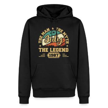July 1987 The Man, The Myte, The legend, Juli 1987 - Männer Premium Bio Hoodie - Schwarz - Vorne - Nico (187cm)