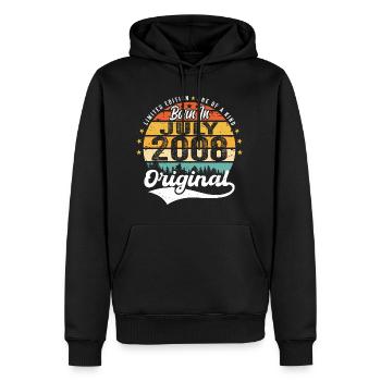 2008 Juillet - Années de grandeur depuis juillet 2008 - Sweat à capuche Premium bio Homme - noir - Devant - Nico (187cm)
