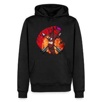 Hard cured sausage - Men’s Premium Organic Hoodie - black - Front - Nico (187cm)