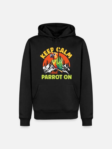 Keep Calm And Parrot On - Männer Premium Bio Hoodie - Schwarz