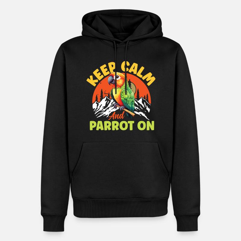 Keep Calm And Parrot On - Männer Premium Bio Hoodie - Schwarz
