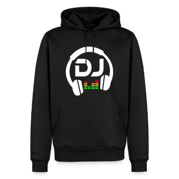 Casque DJ - Sweat à capuche Premium bio Homme - noir - Devant - Nico (187cm)
