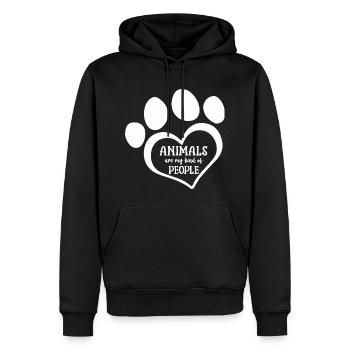 Tiere sind meine Art von Menschen - Männer Premium Bio Hoodie - Schwarz - Vorne - Nico (187cm)