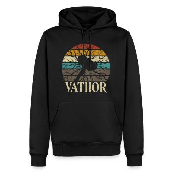 Fathor Vathor Vater Thor Hammer Vatertag Geschenk - Männer Premium Bio Hoodie - Schwarz - Vorne - Nico (187cm)