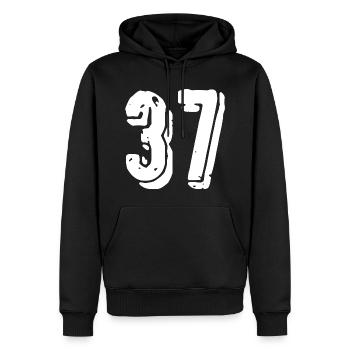 Maillot numéro 37 - Sweat à capuche Premium bio Homme - noir - Devant - Nico (187cm)