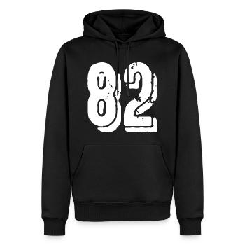 Maillot à 82 numéros - Sweat à capuche Premium bio Homme - noir - Devant - Nico (187cm)