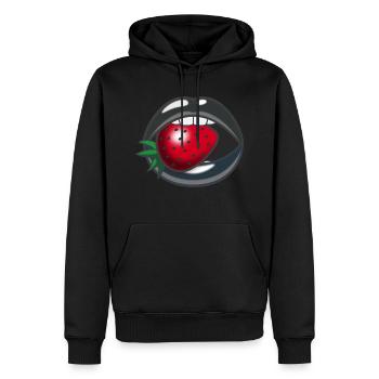 Strawberry mouth - Men’s Premium Organic Hoodie - black - Front - Nico (187cm)