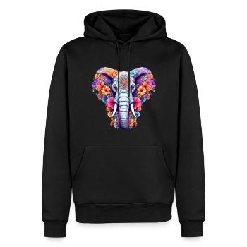 Elefant - Männer Premium Bio Hoodie - Schwarz - Vorne - Nico (187cm)