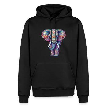 Elefant - Männer Premium Bio Hoodie - Schwarz - Vorne - Nico (187cm)