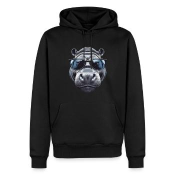 Nilpferd mit Sonnenbrille - Männer Premium Bio Hoodie - Schwarz - Vorne - Nico (187cm)