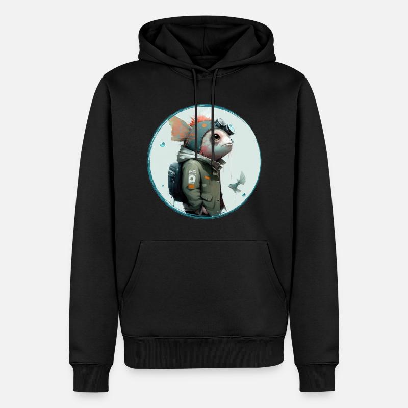 Fish Guy - Männer Premium Bio Hoodie - Schwarz