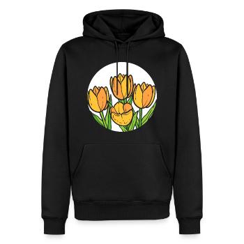 Gelbe Tulpen Florist - Männer Premium Bio Hoodie - Schwarz - Vorne - Nico (187cm)