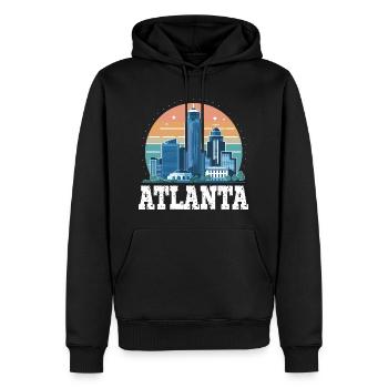 Atlanta Skyline Sonnenuntergang Stadtbild - Männer Premium Bio Hoodie - Schwarz - Vorne - Nico (187cm)