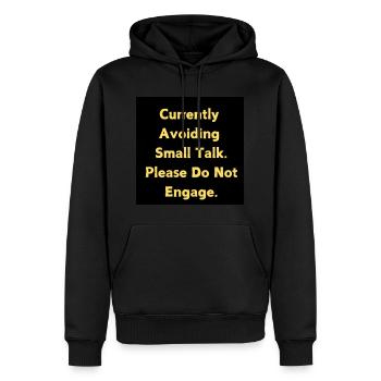 Avoid Small Talk - Men’s Premium Organic Hoodie - black - Front - Nico (187cm)