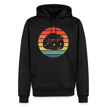 Hedgie Retro Sunset Hérisson - Sweat à capuche Premium bio Homme - noir - Devant - Nico (187cm)