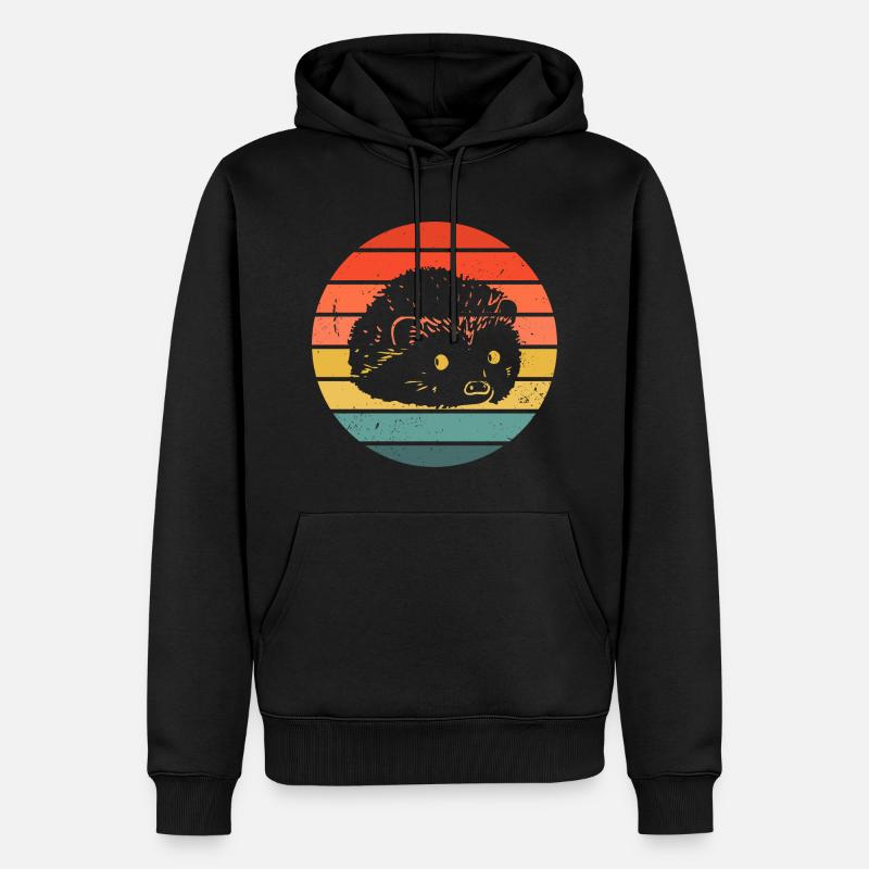Hedgie Retro Sunset Hedgehog - Männer Premium Bio Hoodie - Schwarz