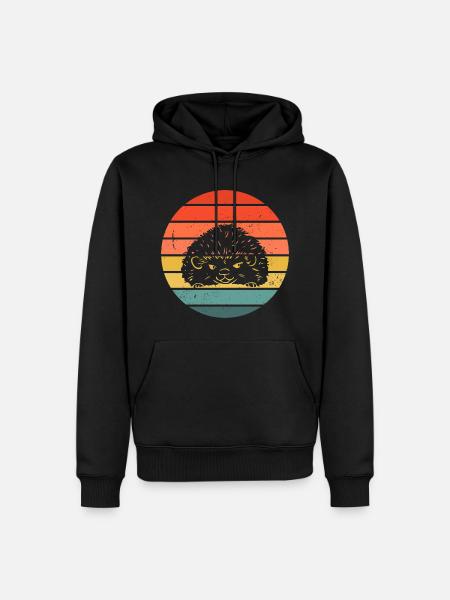 Hedgie Retro Sunset Hedgehog - Men’s Premium Organic Hoodie - black