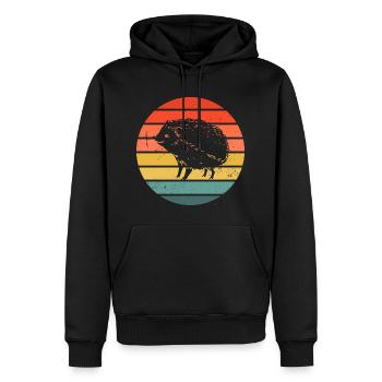 Hedgie Retro Sunset Hérisson - Sweat à capuche Premium bio Homme - noir - Devant - Nico (187cm)