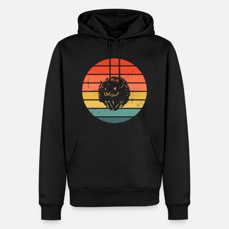 Hedgie Retro Sunset Hérisson - Sweat à capuche Premium bio Homme - noir