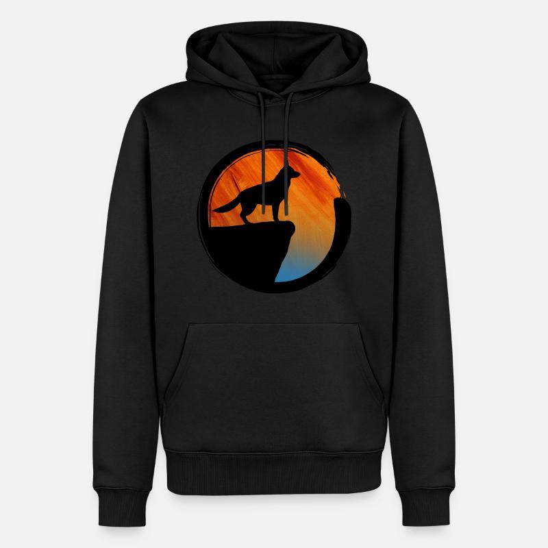 Chien Sunset Silhouette - Sweat à capuche Premium bio Homme - noir