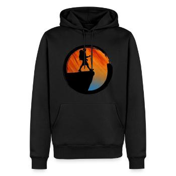 Randonneur Sunset Silhouette - Sweat à capuche Premium bio Homme - noir - Devant - Nico (187cm)