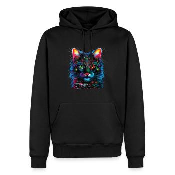 Chat forestier norvégien Pokatrash Design - Sweat à capuche Premium bio Homme - noir - Devant - Nico (187cm)
