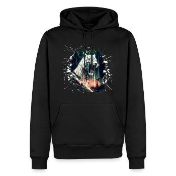 Weißer wütender brüllender Tiger im Dschungel - Männer Premium Bio Hoodie - Schwarz - Vorne - Nico (187cm)