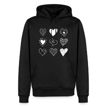Dessiné à la main 9 Heart Square - Sweat à capuche Premium bio Homme - noir - Devant - Nico (187cm)