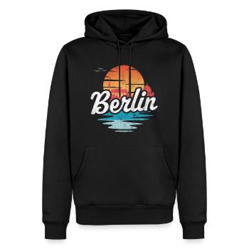 Berlin - Sweat à capuche Premium bio Homme - noir - Devant - Nico (187cm)