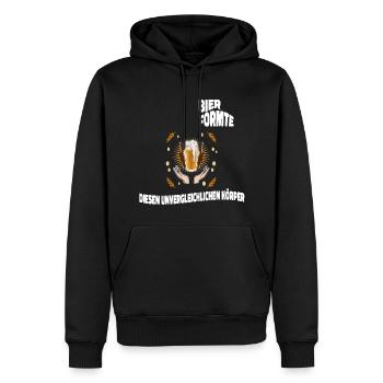 Bier formte diesen unvergleichlichen Körper - Männer Premium Bio Hoodie - Schwarz - Vorne - Nico (187cm)