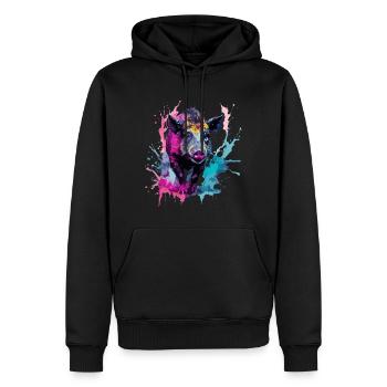 Sanglier à l’aquarelle - Sweat à capuche Premium bio Homme - noir - Devant - Nico (187cm)