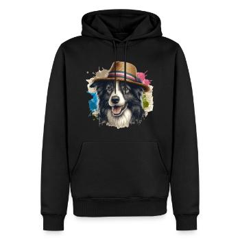 Mignon Border Collie Splash Art - Sweat à capuche Premium bio Homme - noir - Devant - Nico (187cm)