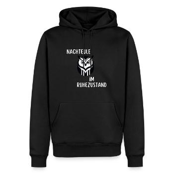 Nachteule im Ruhestand - Männer Premium Bio Hoodie - Schwarz - Vorne - Nico (187cm)