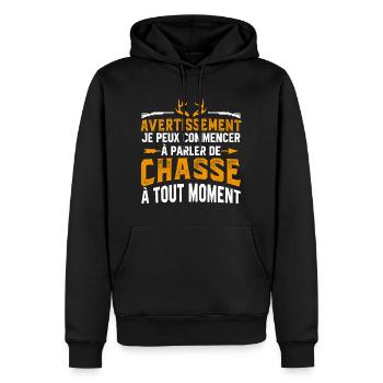 je peux commencer à parler de chasse à tout moment - Sweat à capuche Premium bio Homme - noir - Devant - Nico (187cm)