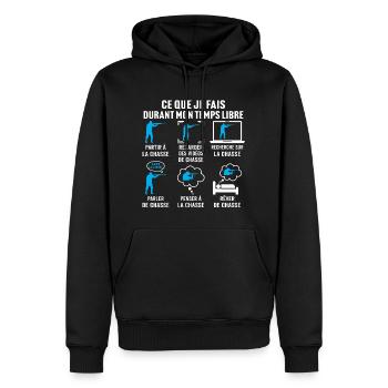 Partir à la chasse - Sweat à capuche Premium bio Homme - noir - Devant - Nico (187cm)