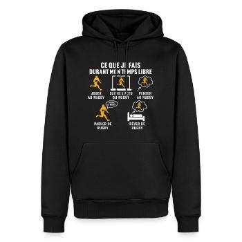 mon temps libre jouer au rugby - Sweat à capuche Premium bio Homme - noir - Devant - Nico (187cm)