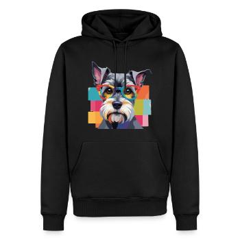 Chien Schnauzer miniature à lunettes colorées - Sweat à capuche Premium bio Homme - noir - Devant - Nico (187cm)