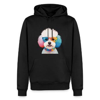 Bichon Frisé chien mignon lunettes colorées - Sweat à capuche Premium bio Homme - noir - Devant - Nico (187cm)
