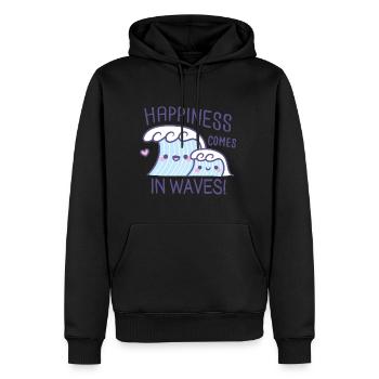 Le bonheur mignon vient par vagues - Sweat à capuche Premium bio Homme - noir - Devant - Nico (187cm)