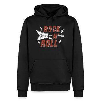 Graphique rock n roll - Sweat à capuche Premium bio Homme - noir - Devant - Nico (187cm)