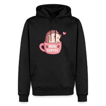Cute Hedgehog in Coffee Mug, Hog Coffee Pun Funny - Men’s Premium Organic Hoodie - black - Front - Nico (187cm)