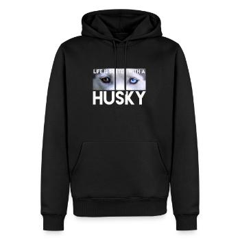 Husky - Men’s Premium Organic Hoodie - black - Front - Nico (187cm)