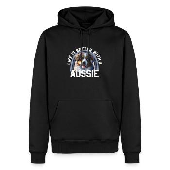 Australian Shepherd - Men’s Premium Organic Hoodie - black - Front - Nico (187cm)
