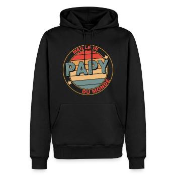 Meilleur Papy Du Monde Grand-Père Au Top - Sweat à capuche Premium bio Homme - noir - Devant - Nico (187cm)