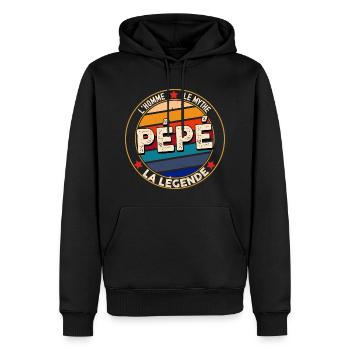 Pepe der Mythos die Legende - Männer Premium Bio Hoodie - Schwarz - Vorne - Nico (187cm)