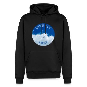 Lasst uns wegfliegen, das Thema mit dem Flugzeug am Himmel. Luftfahrt - Männer Premium Bio Hoodie - Schwarz - Vorne - Nico (187cm)