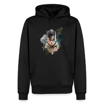 Mad Fury No19 - Männer Premium Bio Hoodie - Schwarz - Vorne - Nico (187cm)