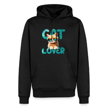 Katzenliebhaber - Männer Premium Bio Hoodie - Schwarz - Vorne - Nico (187cm)