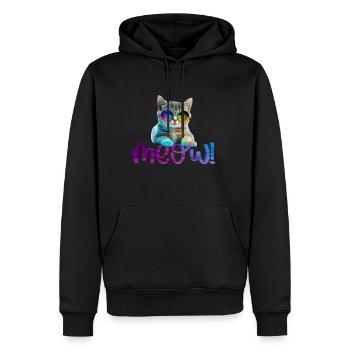 Katze - Miauen - Männer Premium Bio Hoodie - Schwarz - Vorne - Nico (187cm)